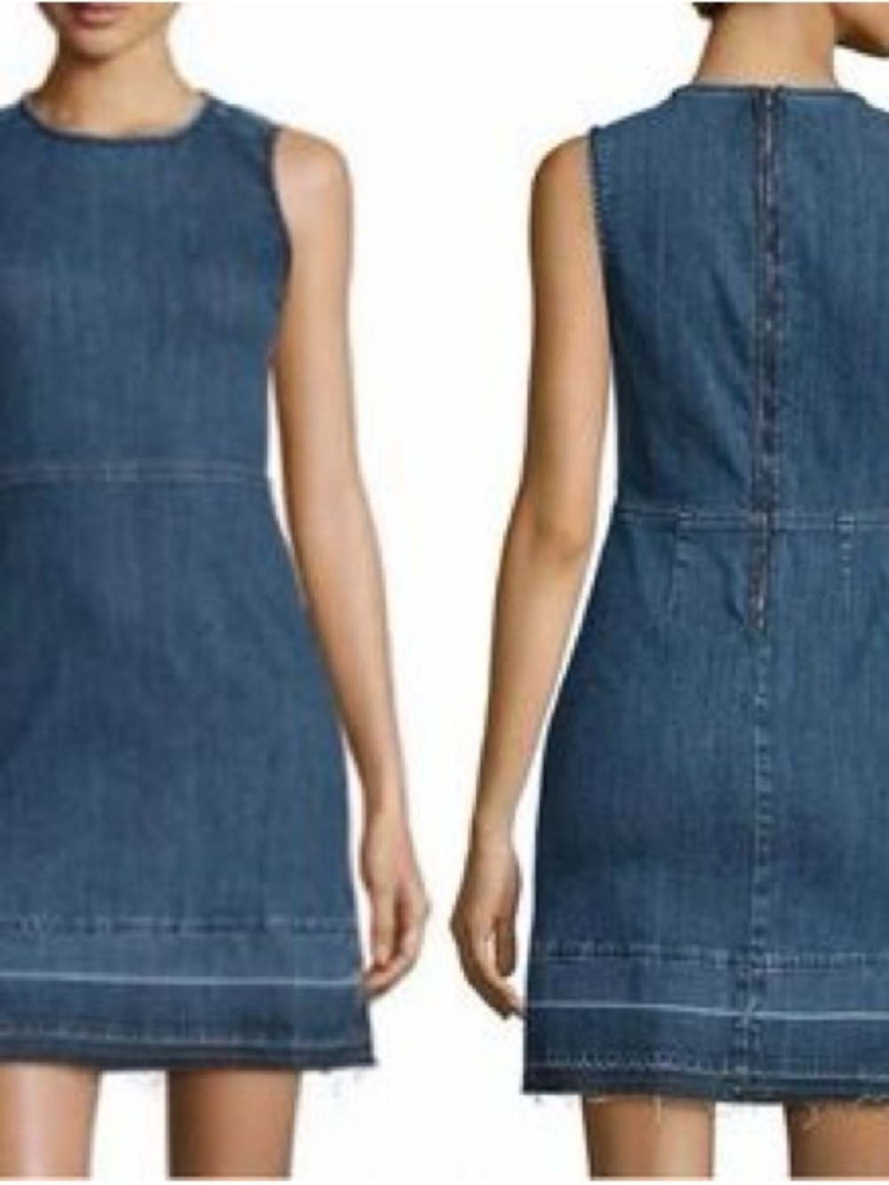 Theory Sleeveless Denim Shift Dress in Medium Blue